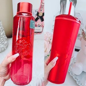 🍓NEW❤️ Starbucks Valentines 2022 Tumbler and Glass Bottle